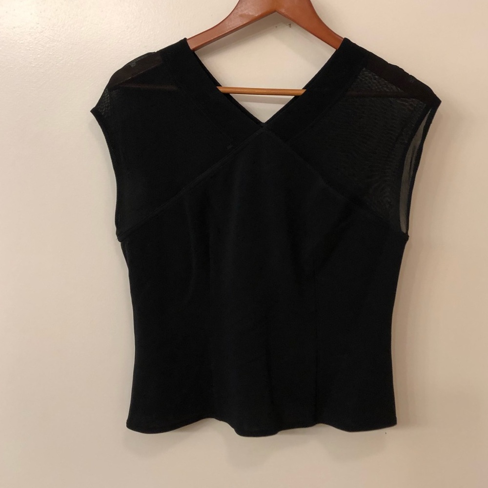 Chic black formal top - sheer shoulders